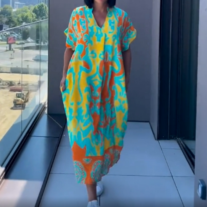 🌸 50% OFF NOW! 🌸Women's Casual Elegant Printed V-Neck Dress