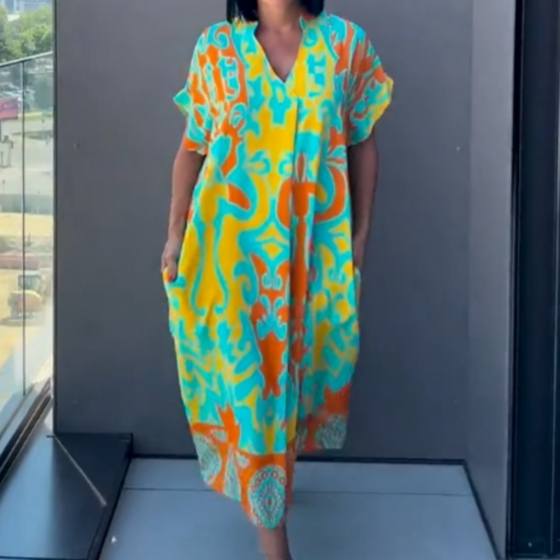 🌸 50% OFF NOW! 🌸Women's Casual Elegant Printed V-Neck Dress