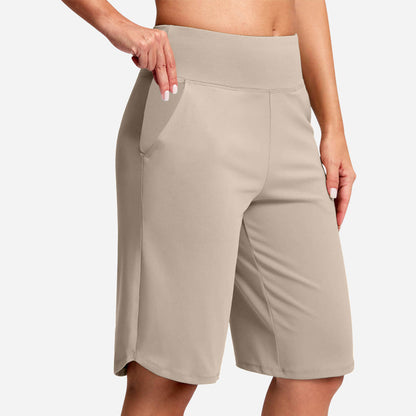 🩳50% OFF LIMITED TIME! ✨Women High Waist Bermuda Yoga Shorts with Side Pockets, Stretch Lightweight Knee-Length Athletic Shorts for Summer Daily & Travel
