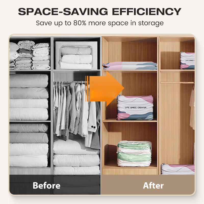 🔥💨 50% OFF! 🧳 No-Pump Vacuum Storage Bags – 3 Second Compression, 90% Space Saved, Air Valve Design – PA+PE Anti-Mould & Moisture Proof – for Clothes, Bedding, Travel – Extra Large Sizes
