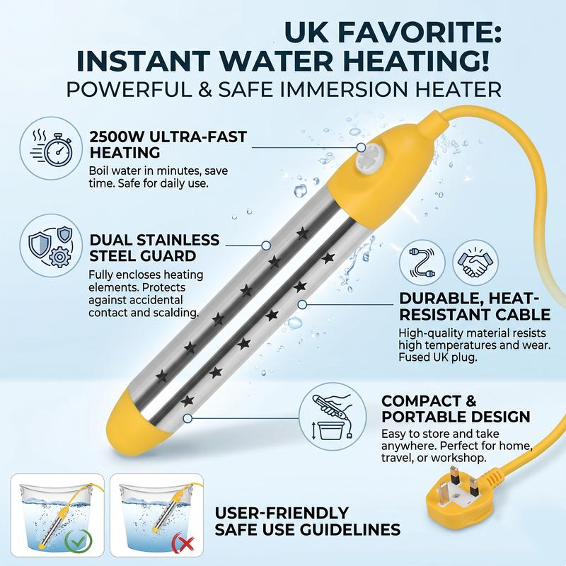 🛁 50% OFF NOW! ⏰ Safe Anti-Scald Immersion Heater for Travel & Home – Compact & overheat protection – Perfect for heating drinks or baby food while travelling – dual voltage & fast heating 🔥