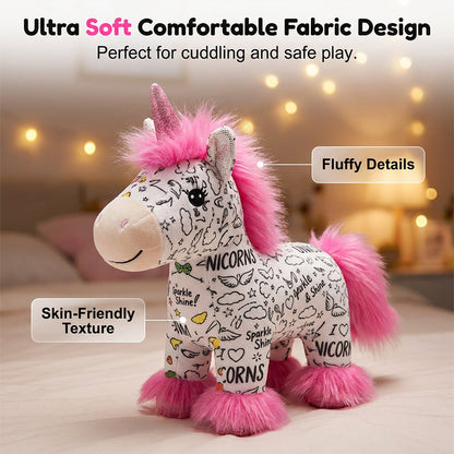 🔥50% OFF 🦄DIY Color-In Unicorn Plush Toy Kit, Washable Reusable Coloring Stuffed Animal, Creative Art Craft Set for Kids Birthday Gift