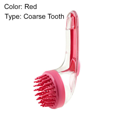 Pet bath brush with a long handle and shampoo dispenser