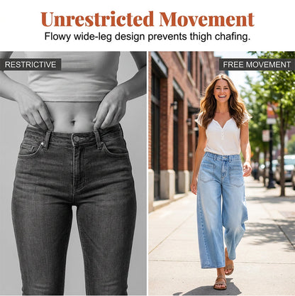 👖 50% OFF NOW! 🩹 Women's Wide-Leg Jeans with Patch Pockets – Relaxed fit & vintage wash – Functional side pockets, perfect for casual days or streetwear – comfortable and stylish ✨