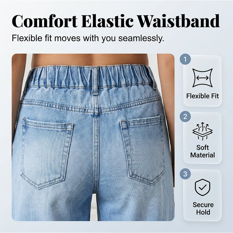 👖 50% OFF NOW! 🩹 Women's Wide-Leg Jeans with Patch Pockets – Relaxed fit & vintage wash – Functional side pockets, perfect for casual days or streetwear – comfortable and stylish ✨
