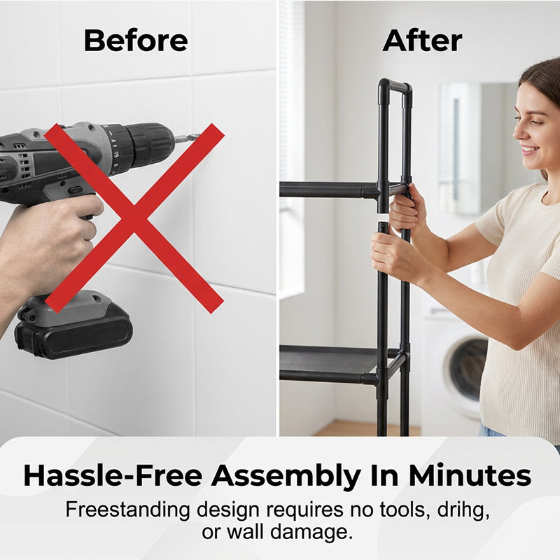 🔥New Hot Selling❤️‍🔥No-Drill Bathroom & Laundry Organizer Shelf