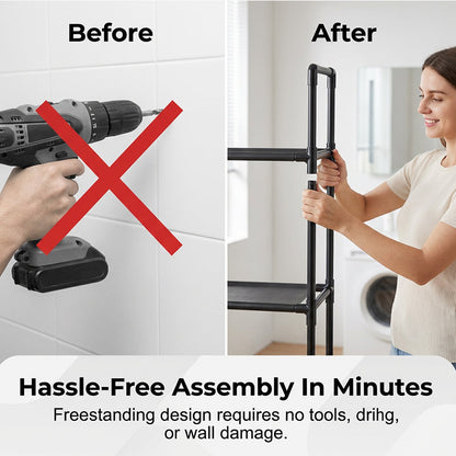 🔥New Hot Selling❤️‍🔥No-Drill Bathroom & Laundry Organizer Shelf