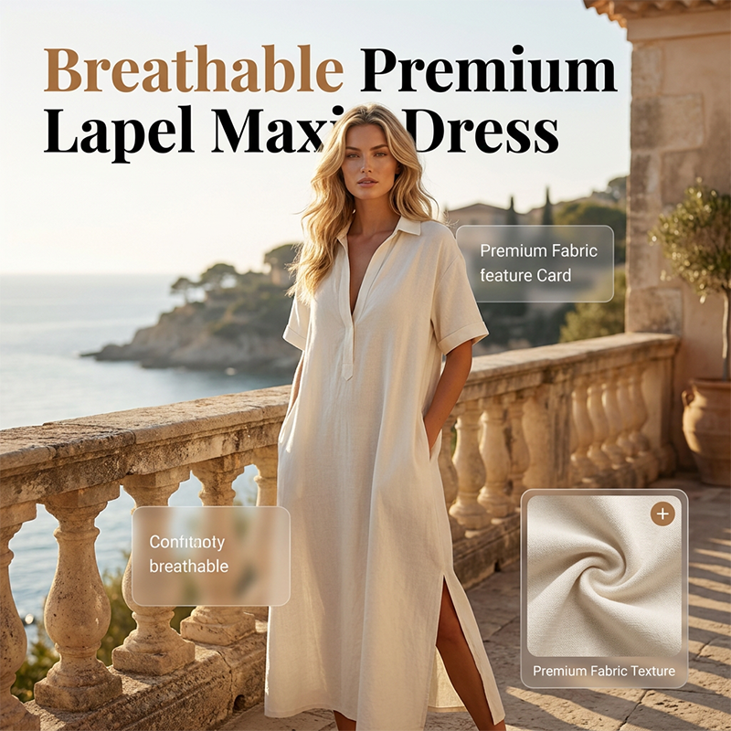👗 50% OFF NOW! 💥 Women's Elegant Cotton Linen Short Sleeve Lapel Dress – Breathable, flowy & hidden pockets – Perfect for summer, office or casual chic – effortless style 🌸