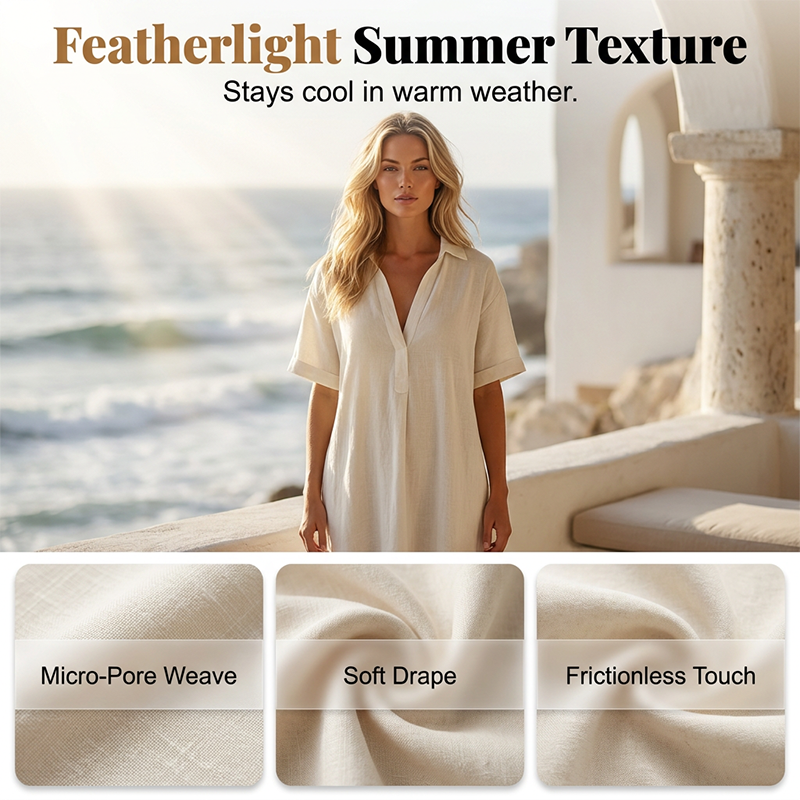 👗 50% OFF NOW! 💥 Women's Elegant Cotton Linen Short Sleeve Lapel Dress – Breathable, flowy & hidden pockets – Perfect for summer, office or casual chic – effortless style 🌸