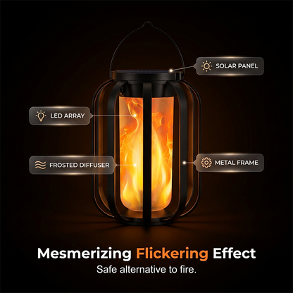 ☀️ Solar Flicker Flame Lantern - Waterproof & Automatic - Realistic warm light, perfect for patios, gardens or paths - no cable needed 🌙