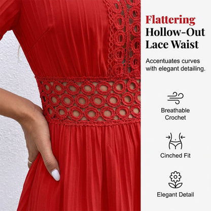 👗 LIMITED-TIME 50% OFF! ✨ Chic V-Neck Dress with Lace Cutout Details