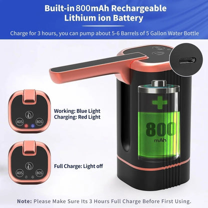 🚰 Foldable Electric Water Pump Dispenser – Portable USB Water Transfer Pump, Universal Fit for 2-5 Gallon Jugs, Camping & Home Water Dispensing