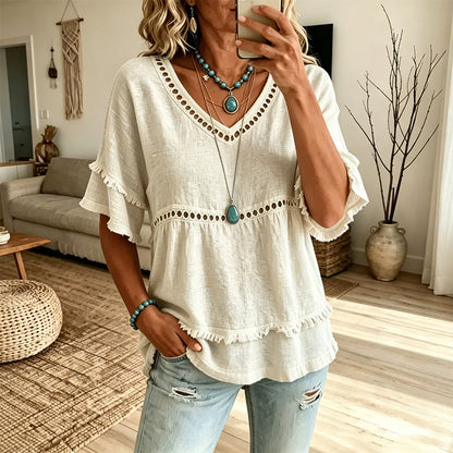 Women's Bohemian Hollow-Out Fringe Top