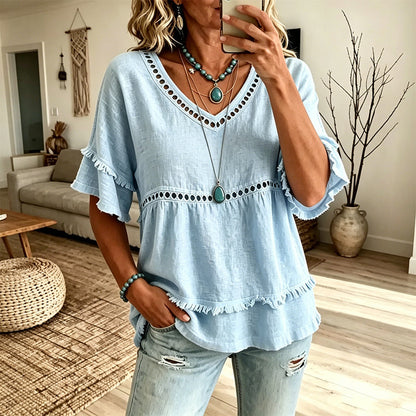 Women's Bohemian Hollow-Out Fringe Top