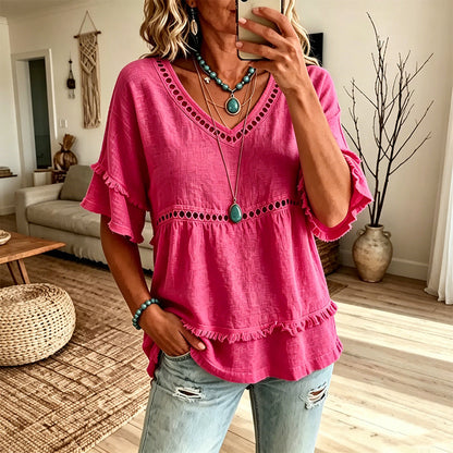 Women's Bohemian Hollow-Out Fringe Top
