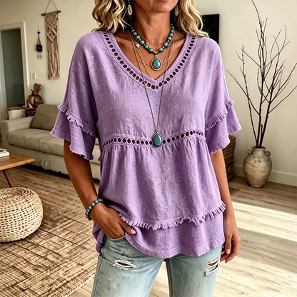 Women's Bohemian Hollow-Out Fringe Top