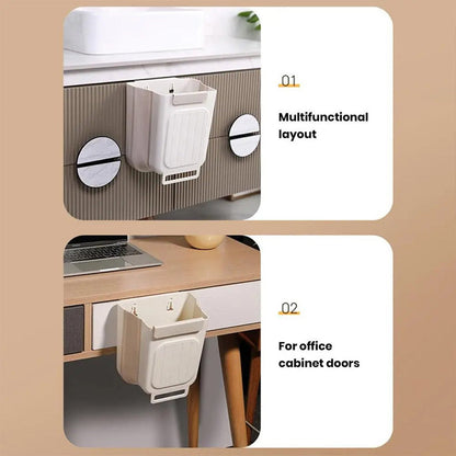 🍃50% OFF NOW! Multipurpose Hanging Collapsible Kitchen Trash Can‑Space‑Saving Wall Mount Foldable Waste Bin, Hanging Garbage Container for Food Scraps, Cabinet Door Mount for Home Kitchen Countertop Prep