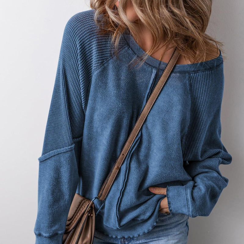 🌸 50% OFF NOW! 🌸Women's Waffle Knit Long Sleeve Top