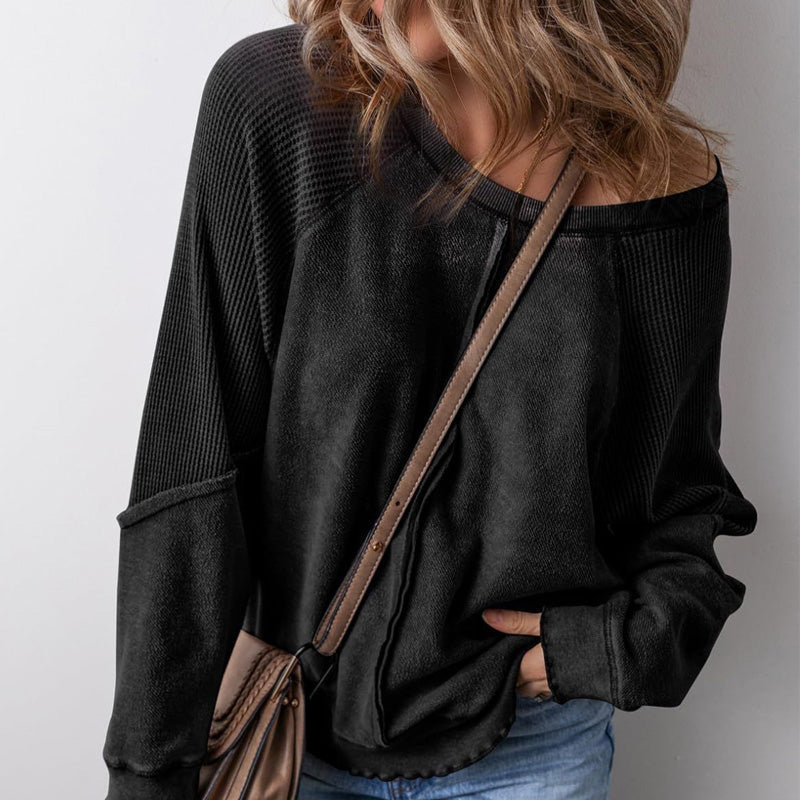🌸 50% OFF NOW! 🌸Women's Waffle Knit Long Sleeve Top