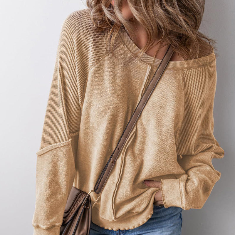🌸 50% OFF NOW! 🌸Women's Waffle Knit Long Sleeve Top