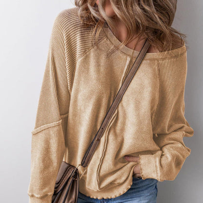 🌸 50% OFF NOW! 🌸Women's Waffle Knit Long Sleeve Top