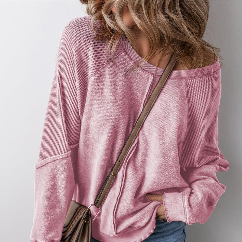 🌸 50% OFF NOW! 🌸Women's Waffle Knit Long Sleeve Top