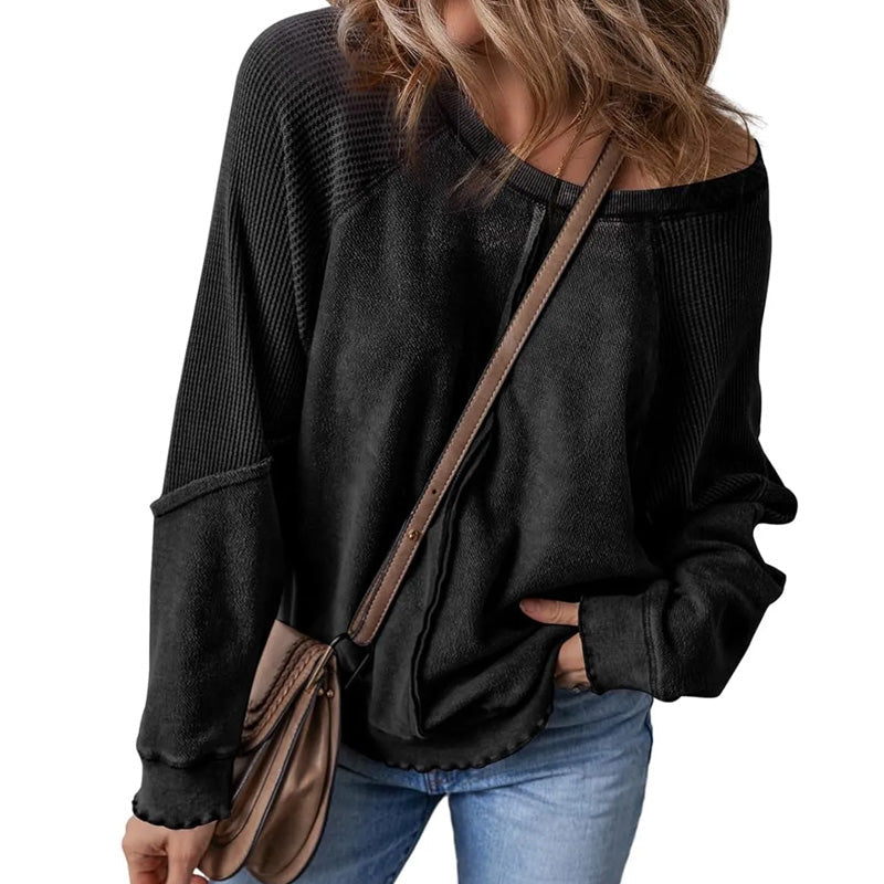 🌸 50% OFF NOW! 🌸Women's Waffle Knit Long Sleeve Top