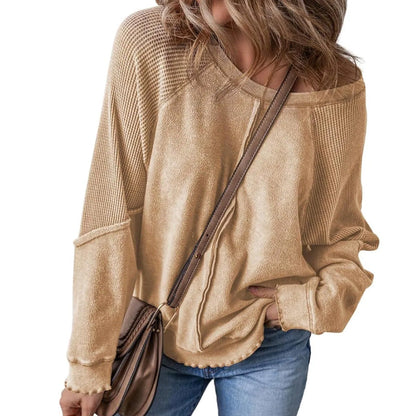 🌸 50% OFF NOW! 🌸Women's Waffle Knit Long Sleeve Top