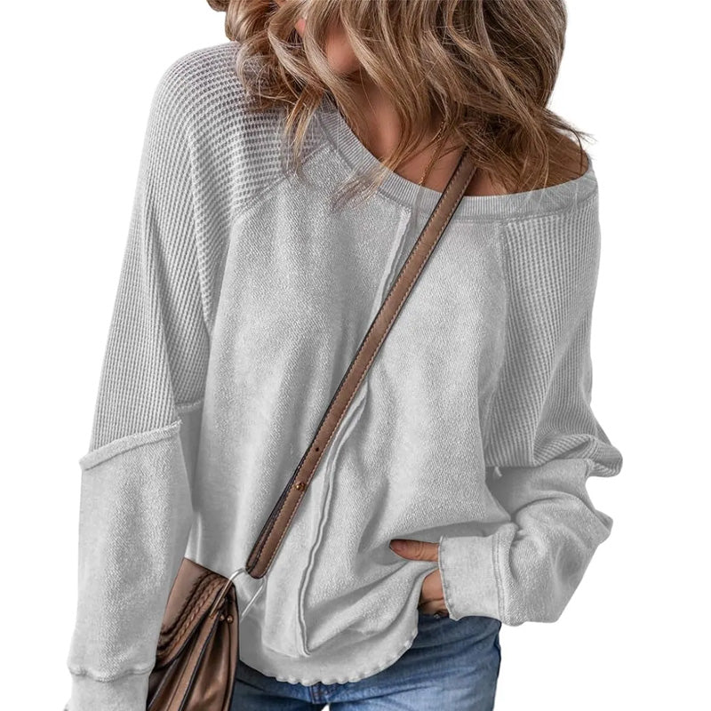 🌸 50% OFF NOW! 🌸Women's Waffle Knit Long Sleeve Top