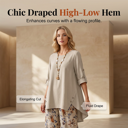 👚 50% OFF NOW! 🌿 Women's Cotton Linen Half Sleeve Top ＆ Pants Set – Breathable & lightweight – Perfect for summer, office or casual days – relaxed fit with natural texture 🌸✨