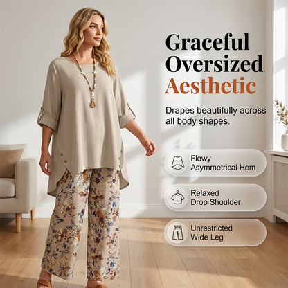 👚 50% OFF NOW! 🌿 Women's Cotton Linen Half Sleeve Top ＆ Pants Set – Breathable & lightweight – Perfect for summer, office or casual days – relaxed fit with natural texture 🌸✨