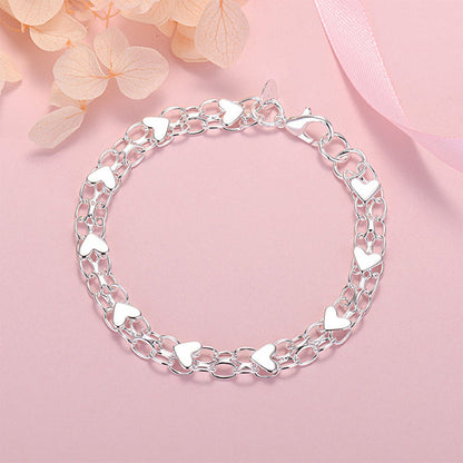 📢📢50% OFF !! ⏰Double Chain Heart Charm Bracelet