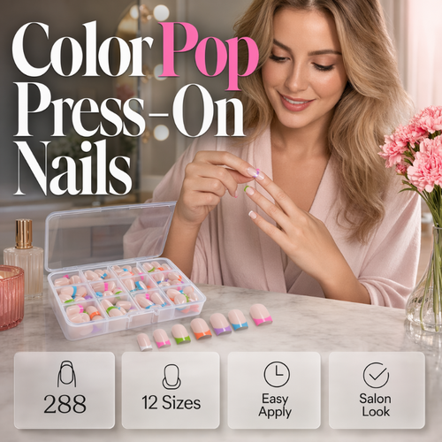 🏆Surprise Price: Only £7.99!!🔥💞50K+ SOLD!💅✨ 50% OFF!🎁 Color Pop Press-On Nails