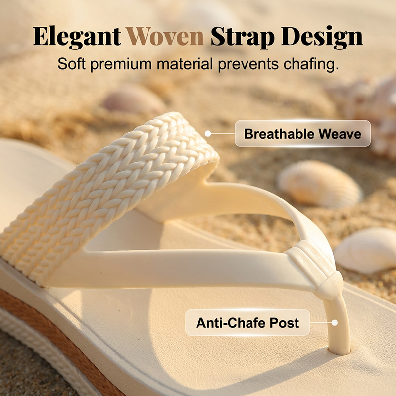 📢🩴Limited-time Special Price:£15.99!!! ⏰Women's Woven Strap Platform Flip-Flops👣
