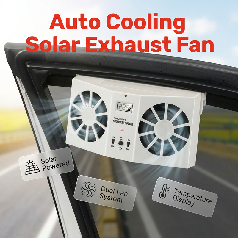 🥳2026 HOT SALE🥳🚗 50% OFF! 🚗Solar Car Exhaust Fan – Dual turbo fans expel hot air fast. Solar‑powered, no wiring. Real‑time temp display. Step into a cool car! 🌬️✨