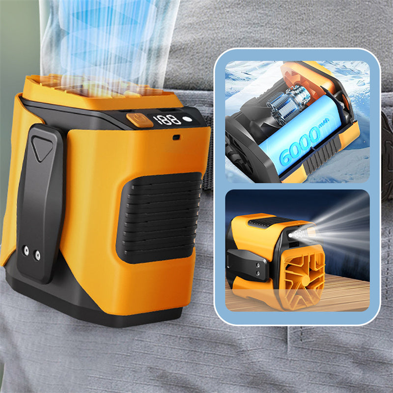 📢📢50% OFF !! ⏰6000mAh Multifuntion Waist Fan with 100 Speeds & Flashlight