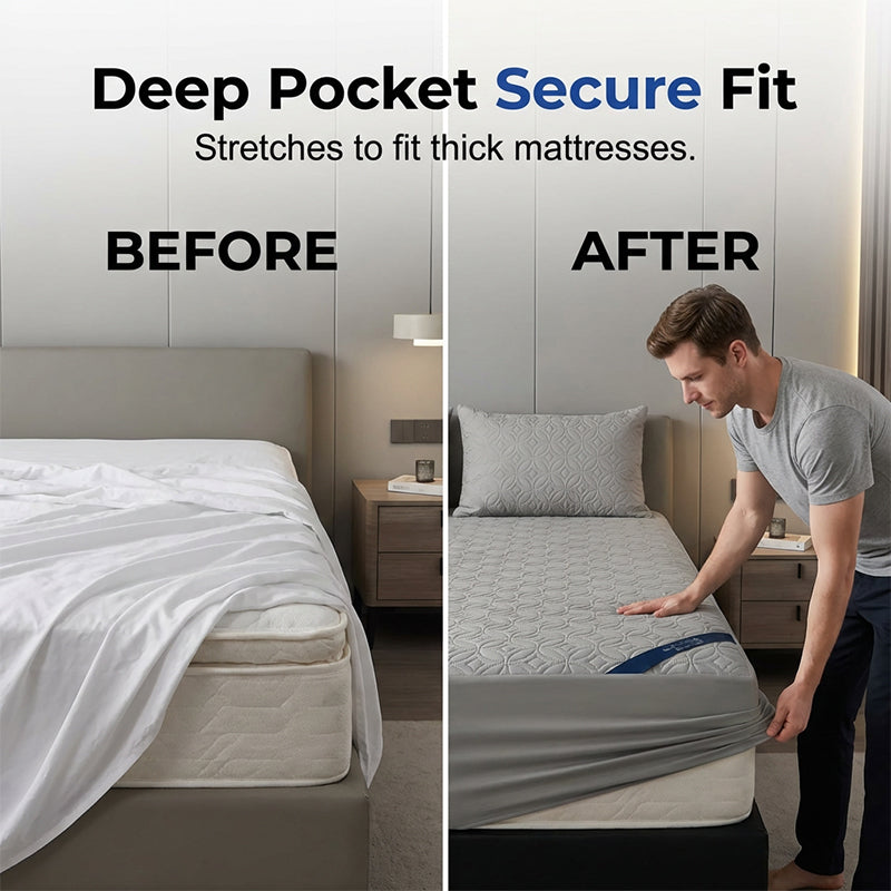 🥳2026 HOT SALE🥳50% OFF!🛏️Quilted Waterproof Mattress Protector – Blocks spills & stains, keeps your mattress fresh. Deep pocket, no shifting. Sleep soundly! 😴✨