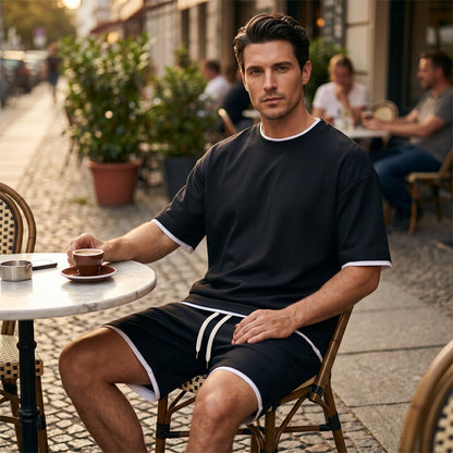 Men's Waffle Knit T-Shirt & Shorts Set