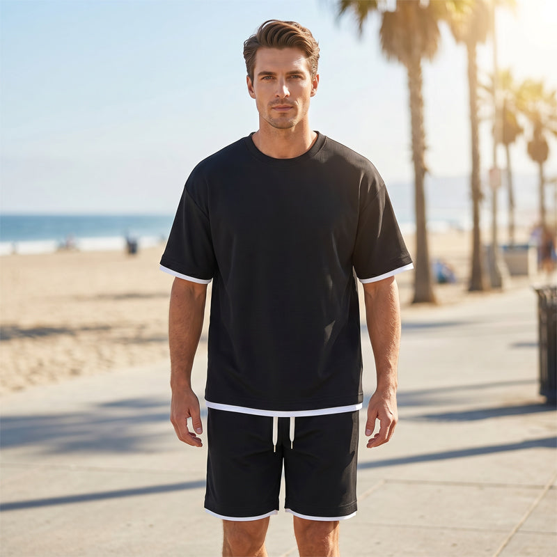Men's Waffle Knit T-Shirt & Shorts Set