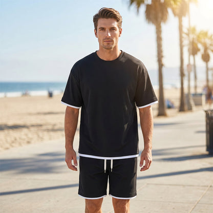 Men's Waffle Knit T-Shirt & Shorts Set
