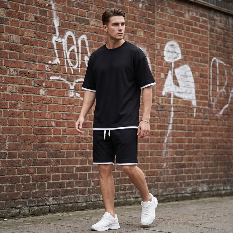 Men's Waffle Knit T-Shirt & Shorts Set