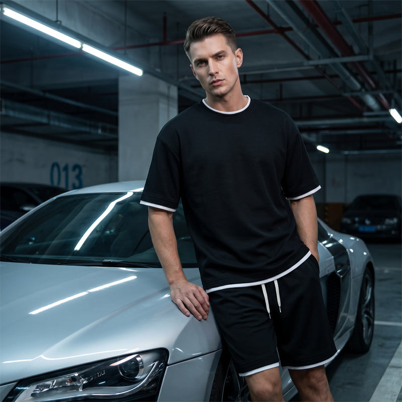 Men's Waffle Knit T-Shirt & Shorts Set