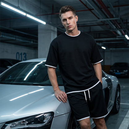 Men's Waffle Knit T-Shirt & Shorts Set