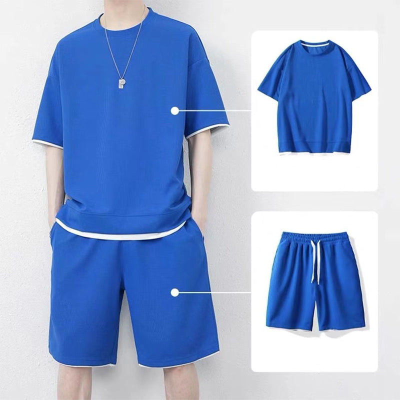 Men's Waffle Knit T-Shirt & Shorts Set