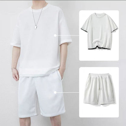 Men's Waffle Knit T-Shirt & Shorts Set
