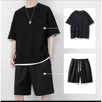 Men's Waffle Knit T-Shirt & Shorts Set