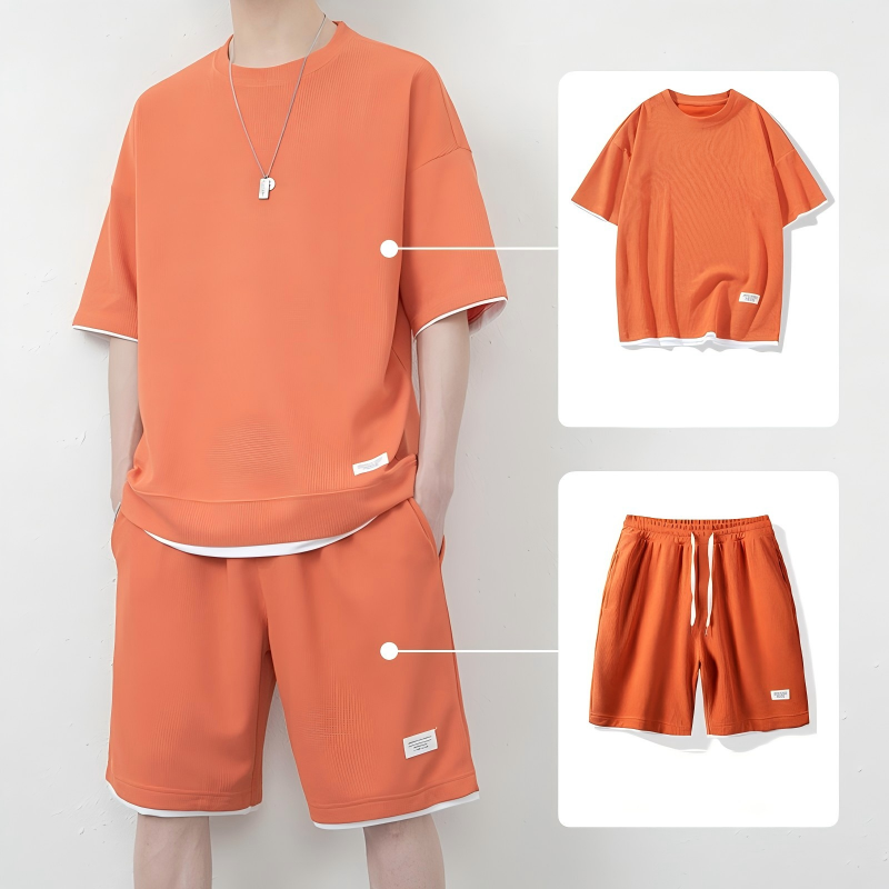 Men's Waffle Knit T-Shirt & Shorts Set