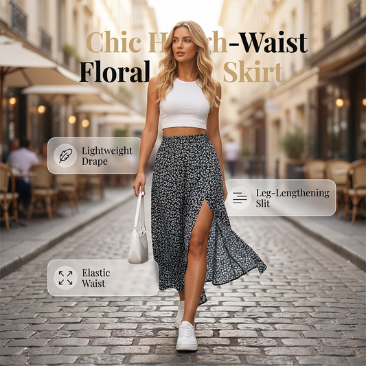 🌺👗Women's Ditsy Floral High-Waist Slit Skirt
