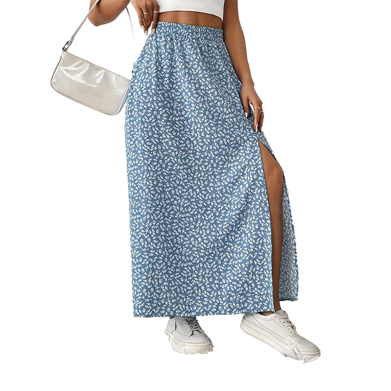 🌺👗Women's Ditsy Floral High-Waist Slit Skirt