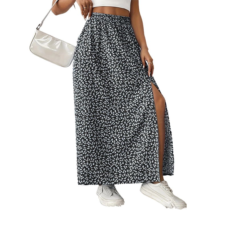 🌺👗Women's Ditsy Floral High-Waist Slit Skirt